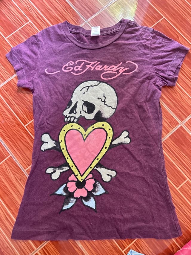 Ed Hardy Purple Crew-Neck T-Shirt
