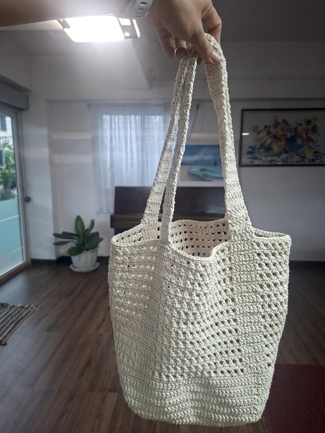 White Bleached Rope Crochet Bag