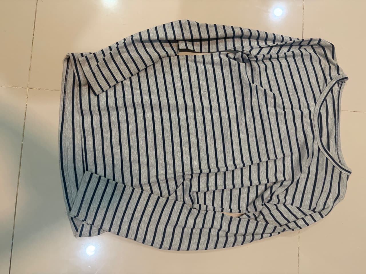 Gray Striped Long-Sleeve T-Shirt