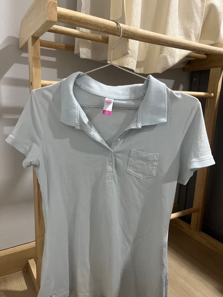 Slim-Fit Collared T-Shirt, Light Blue