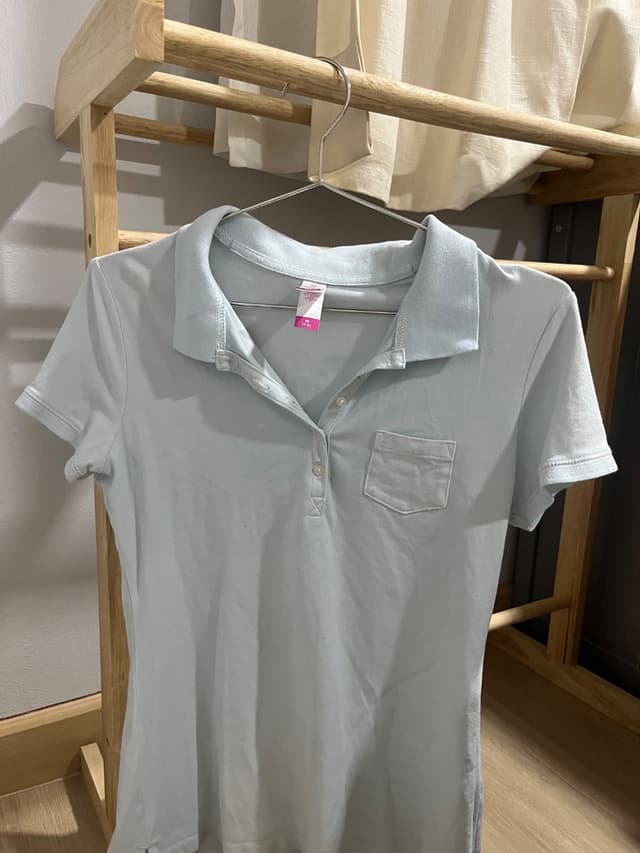 Slim-Fit Collared T-Shirt, Light Blue