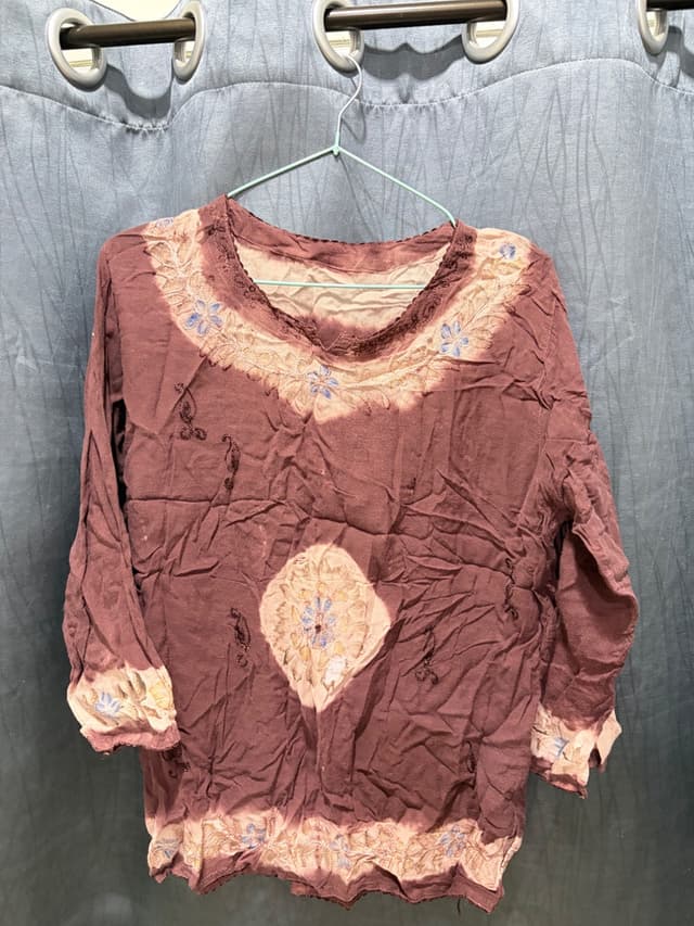 Long-Sleeve Shirt, Vintage Pattern, Brown