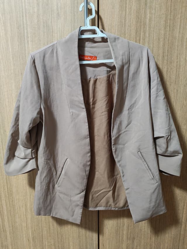 Beige 3/4-Sleeve Cover-Up