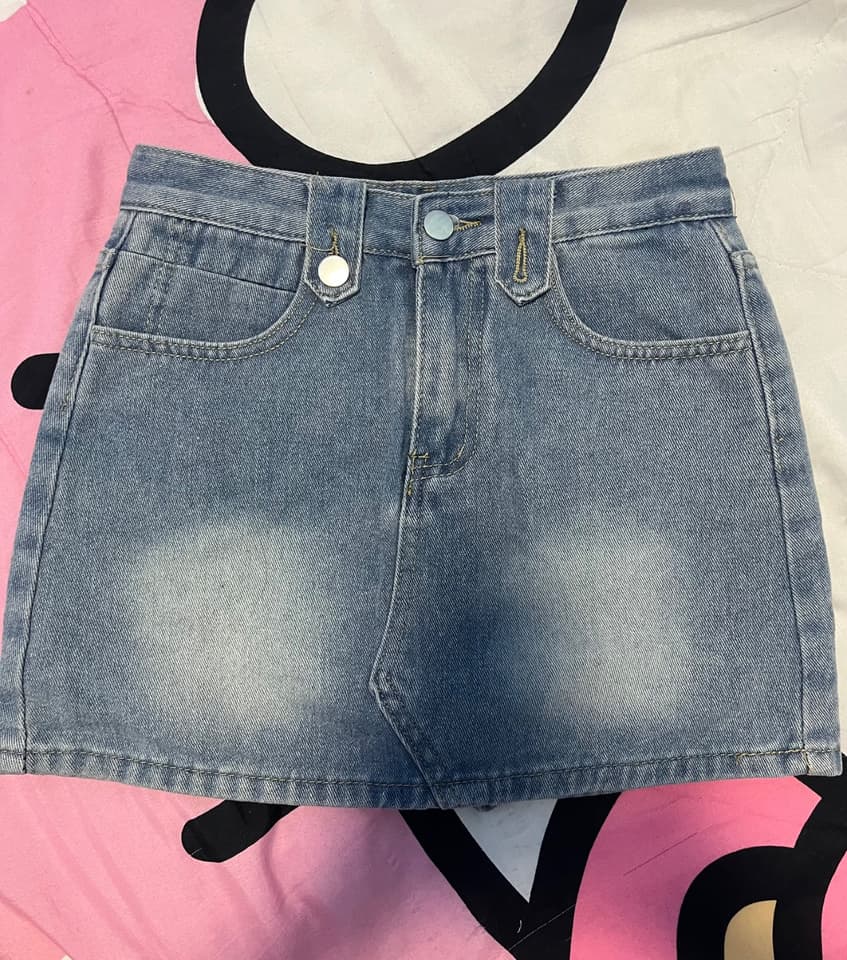 Short Denim Skirt with Inner Shorts