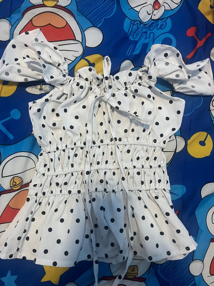 Cute White Shirt with Black Polka Dot Pattern
