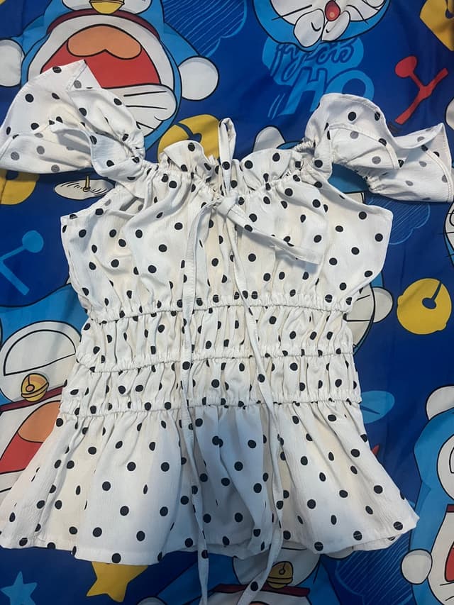 Cute White Shirt with Black Polka Dot Pattern
