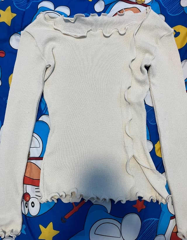 White Off-Shoulder Long-Sleeve Top