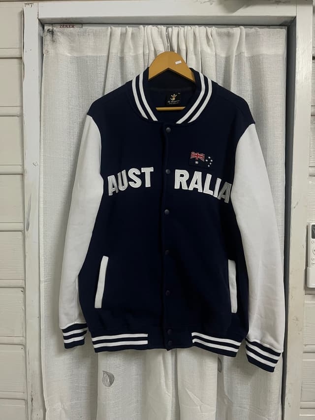 Navy Blue Jacket with White Sleeves and "AUSTRALIA" Lettering