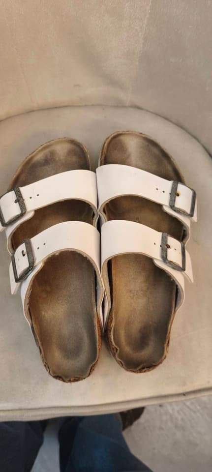 Birkenstock Arizona Birko-Flor White Adjustable Double-Strap Sandals