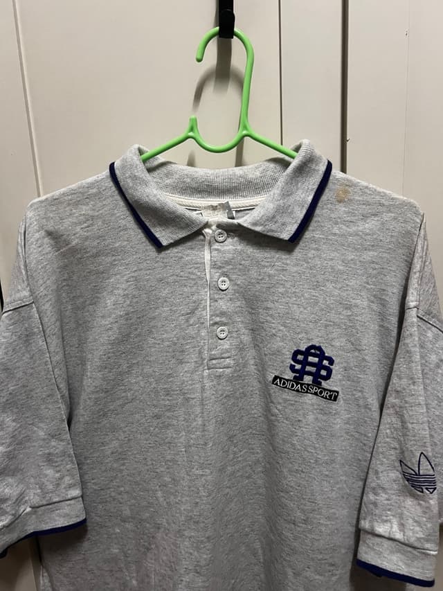 Vintage adidas Gray Collared Shirt with Trefoil Logo