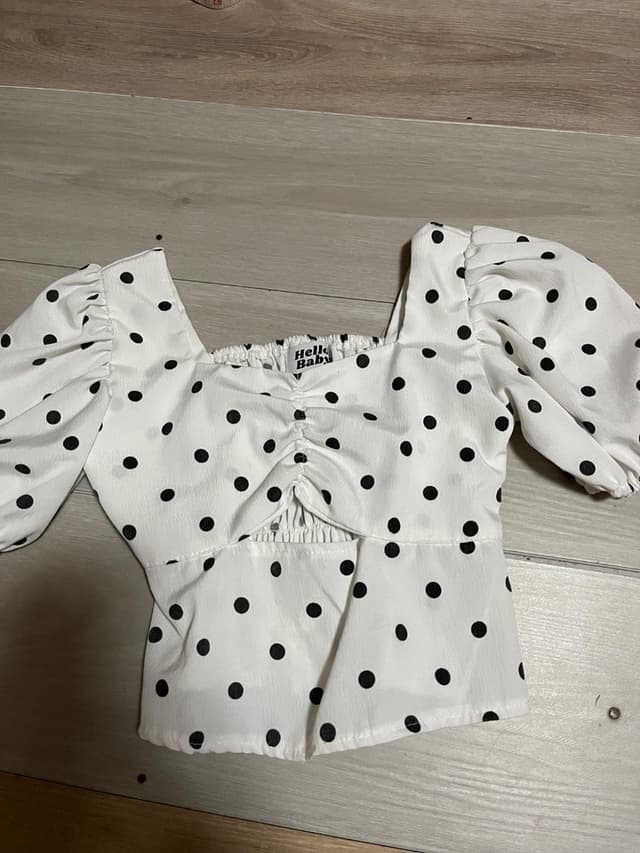 Hello Baby White Polka-Dot Puff-Sleeve Top – Best Seller
