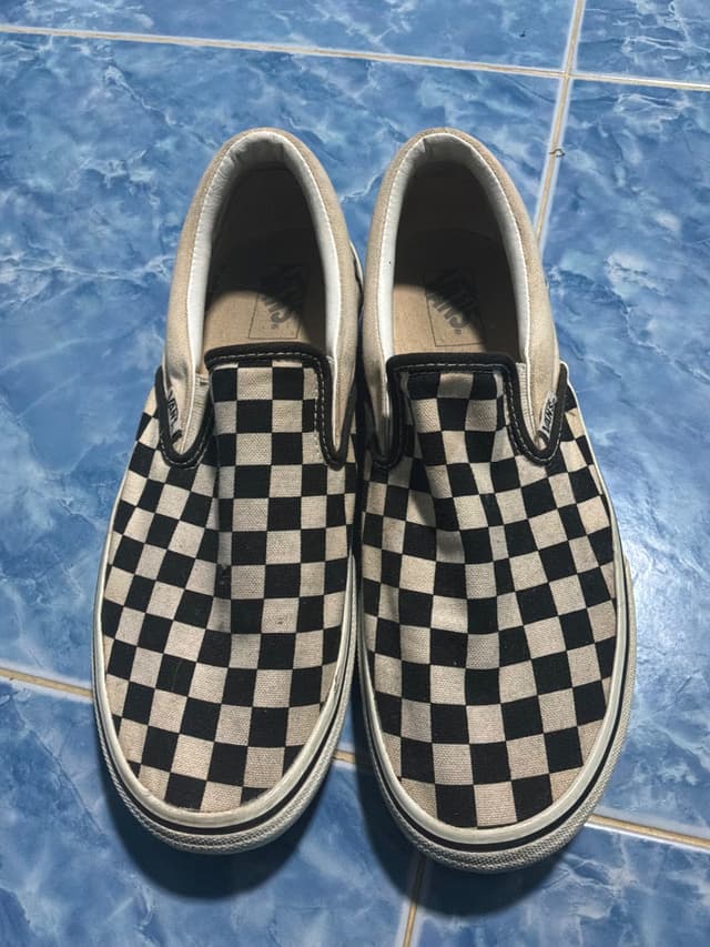 Vans Classic Slip-On Checkerboard Sneakers, Black/White, Checkerboard Pattern