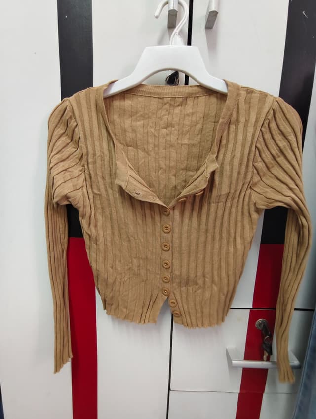 Brown Long-Sleeve Knitted Sweater