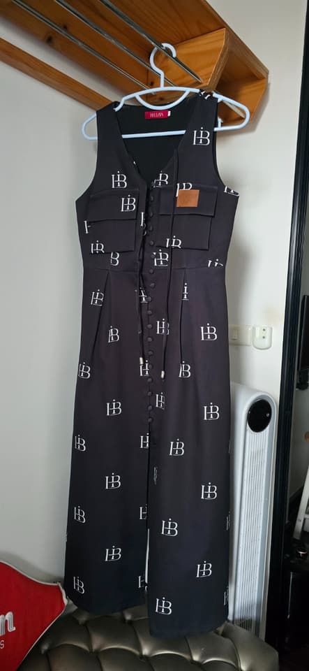 Bellita - Button-Front Maxi Dress with Bow, Size M