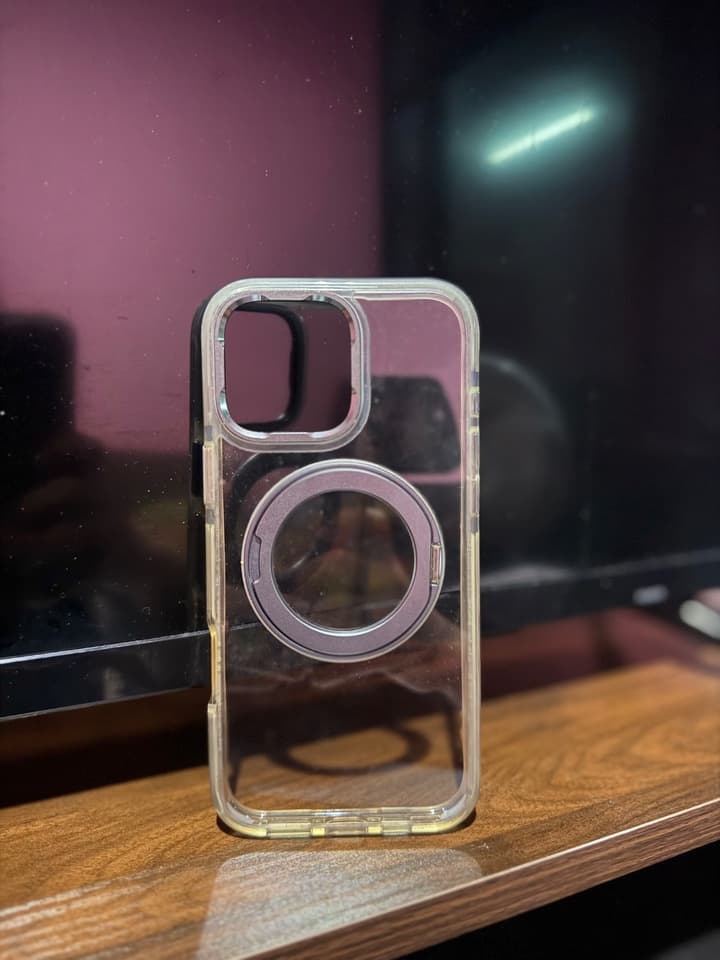 Clear Phone Case for iPhone 16 Pro Max with Adjustable Ring Stand