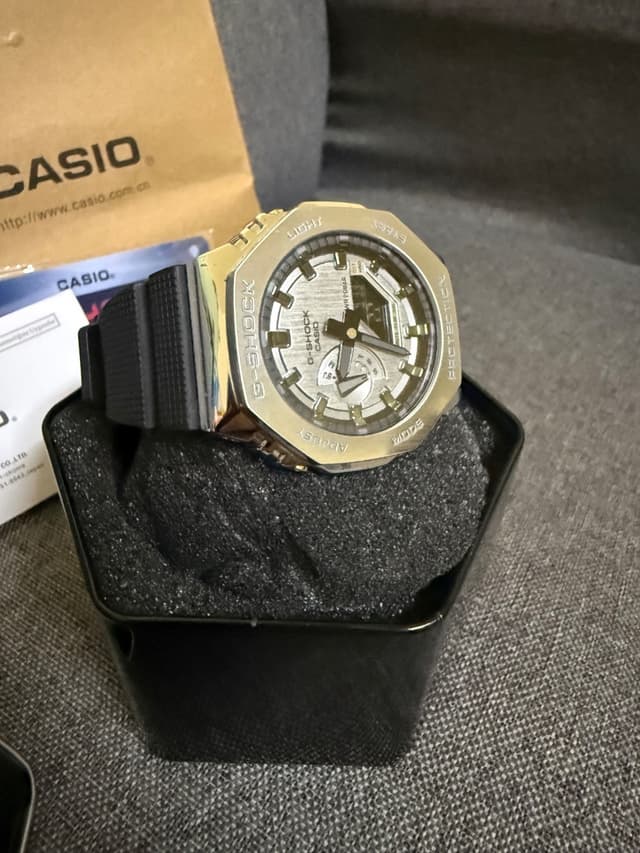 Rare authentic Casio G-Shock GM-2100S watch in silver gray