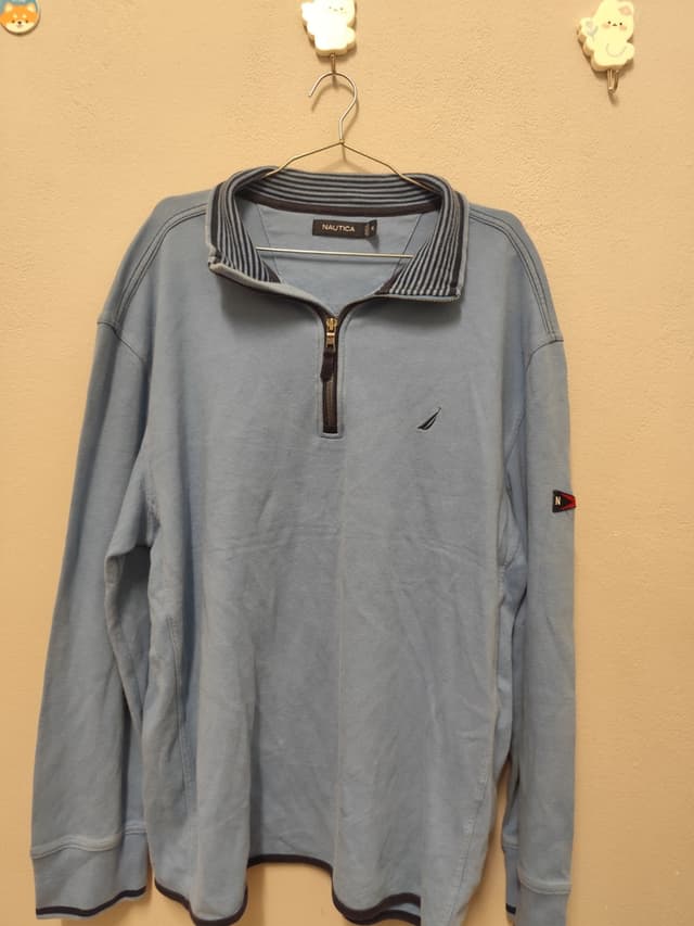 Long-Sleeve Nautica Quarter-Zip Blue Sweater, Nautical Style