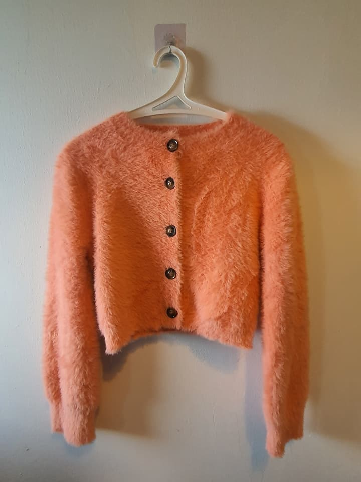 Mink-Fur Sweater, Salmon Pink, Sizes S and M