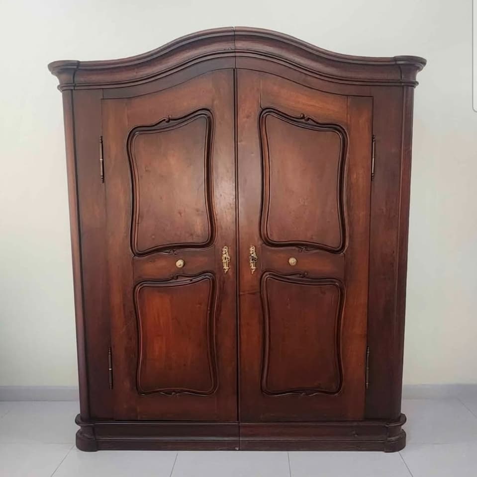 Antique solid walnut cabinet, European vintage style, excellent condition