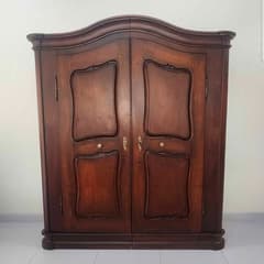 Antique solid walnut cabinet, European vintage style, excellent condition - image blurred placeholder