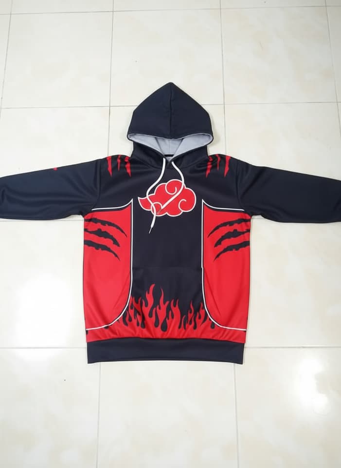 เสื้อฮู้ดแขนยาว ลายเปลวเพลิงและเมฆแดง