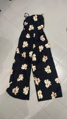 Black Floral Print Sleeveless Long Jumpsuit - image blurred placeholder